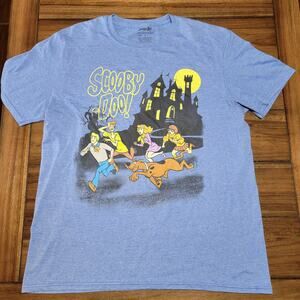 Scooby-Doo Blue Unisex Tee Haunted Run - Size Large